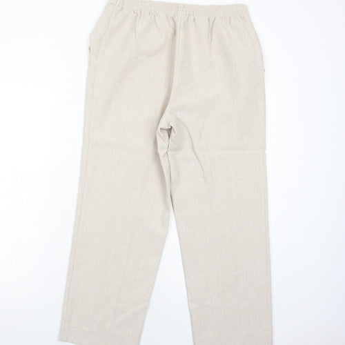 Marks and Spencer Womens Ivory Polyester Trousers Size 12 Regular