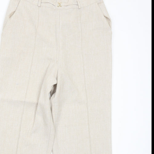 Marks and Spencer Womens Ivory Polyester Trousers Size 12 Regular