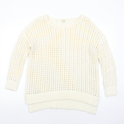 River Island Womens Ivory Round Neck Acrylic Pullover Jumper Size 6