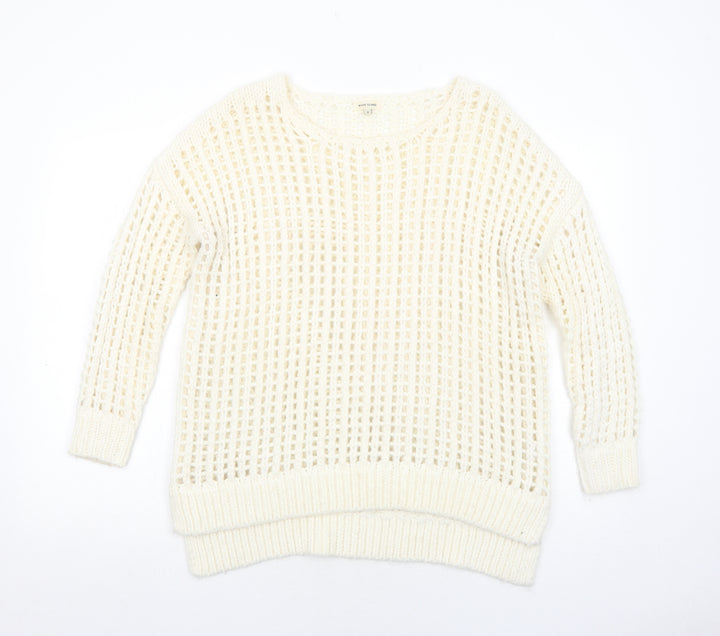 River Island Womens Ivory Round Neck Acrylic Pullover Jumper Size 6