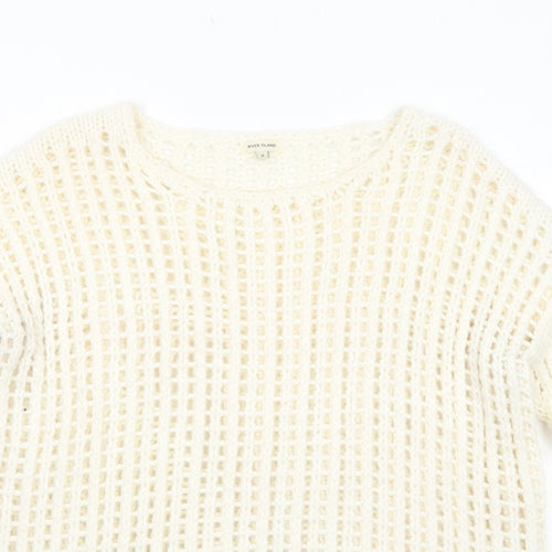 River Island Womens Ivory Round Neck Acrylic Pullover Jumper Size 6
