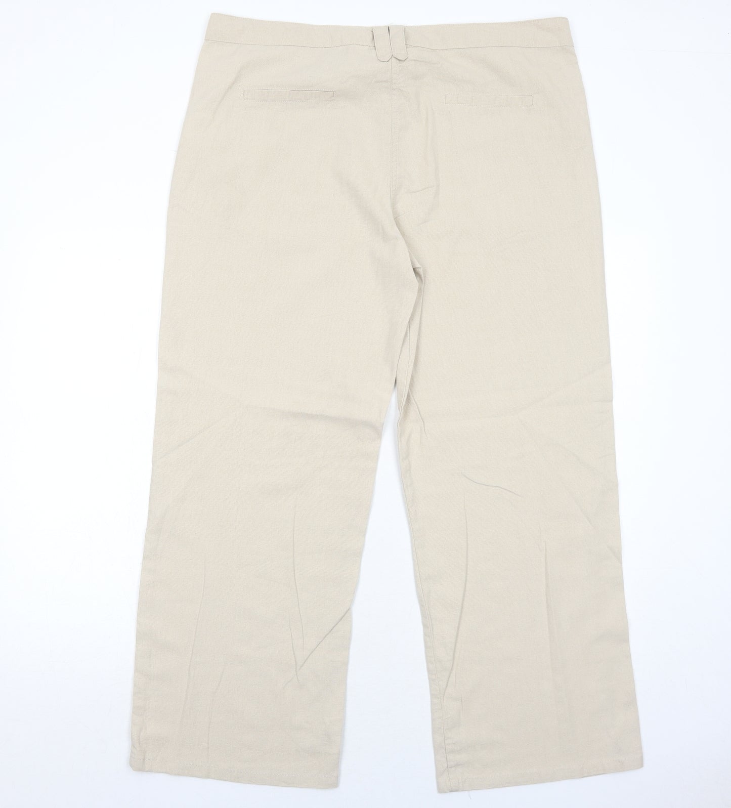 NEXT Womens Beige Linen Trousers Size 18 Regular Zip