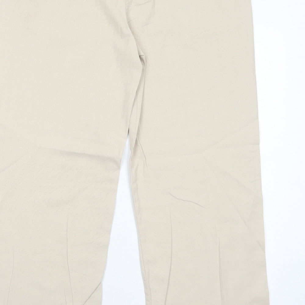 NEXT Womens Beige Linen Trousers Size 18 Regular Zip