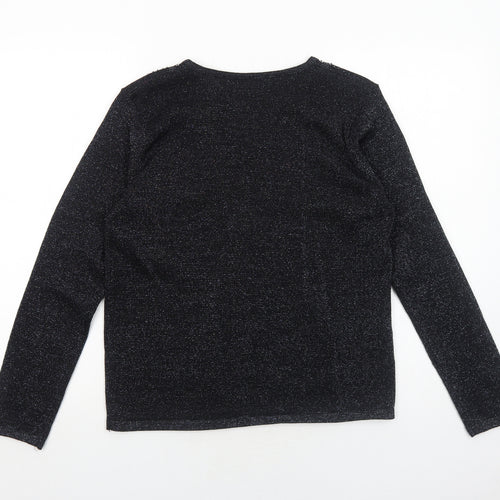 Bonmarché Womens Black V-Neck Acrylic Pullover Jumper Size S