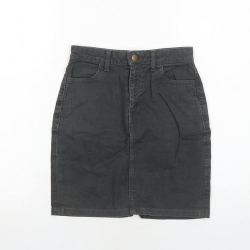 American Apparel Womens Grey Cotton A-Line Skirt Size S Zip
