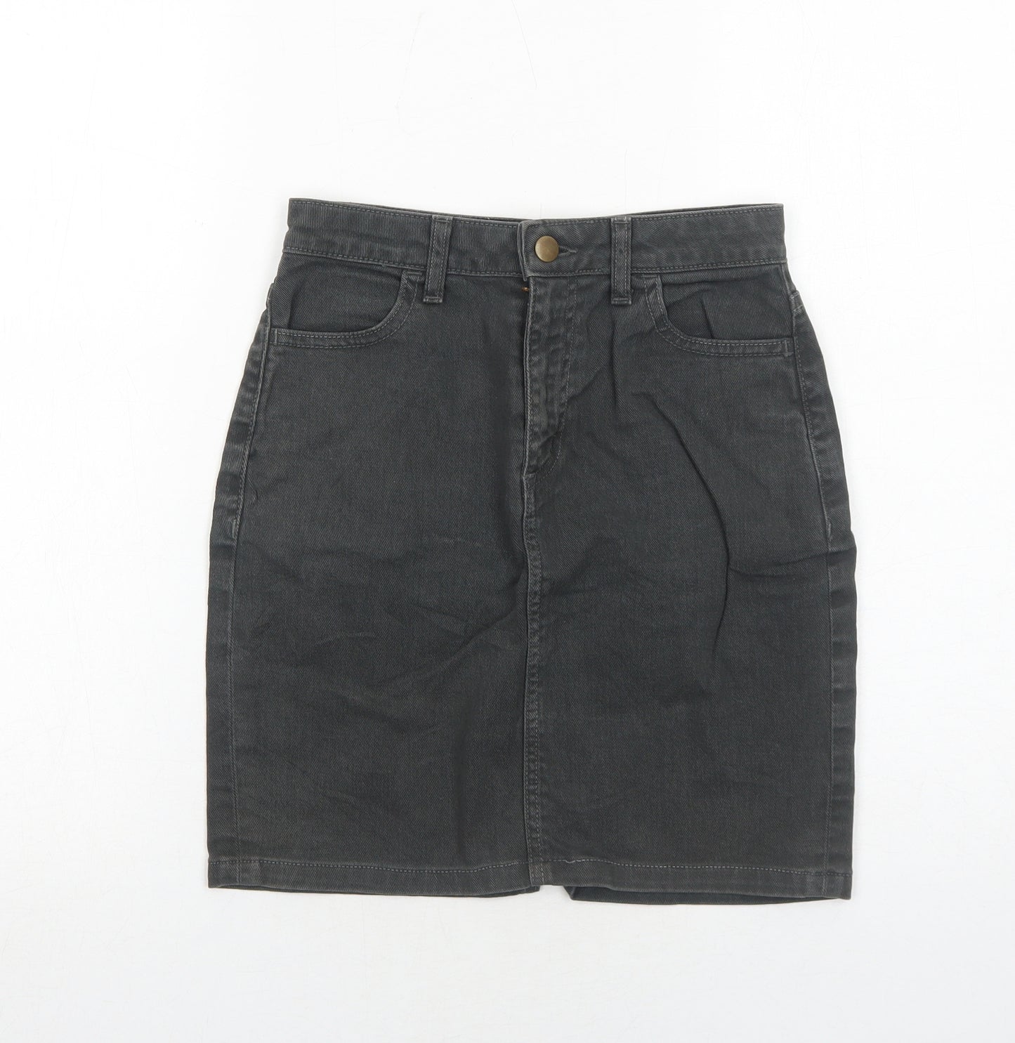 American Apparel Womens Grey Cotton A-Line Skirt Size S Zip