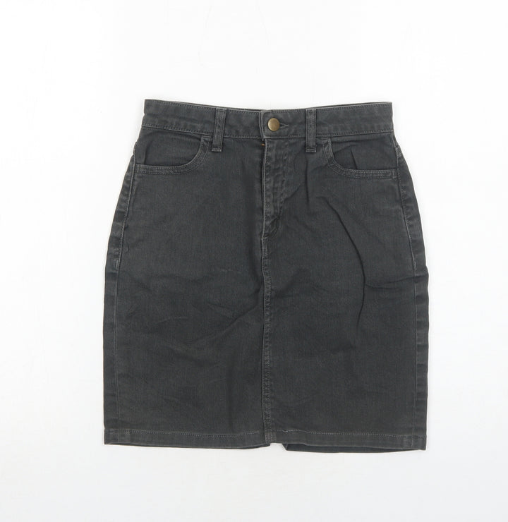 American Apparel Womens Grey Cotton A-Line Skirt Size S Zip