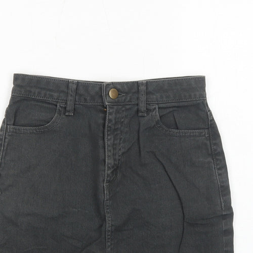 American Apparel Womens Grey Cotton A-Line Skirt Size S Zip