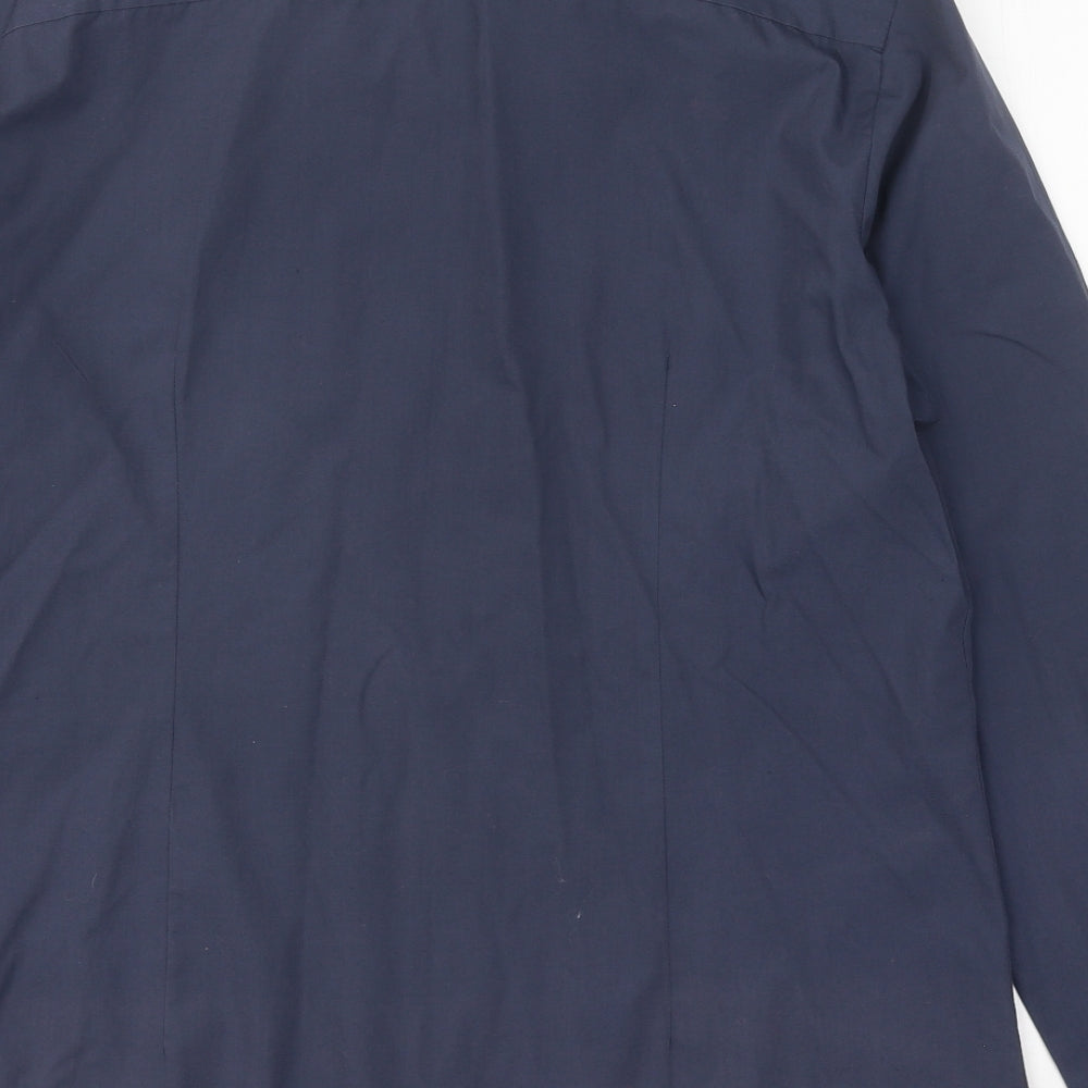 River Island Mens Blue Cotton Button-Up Size L Collared Button