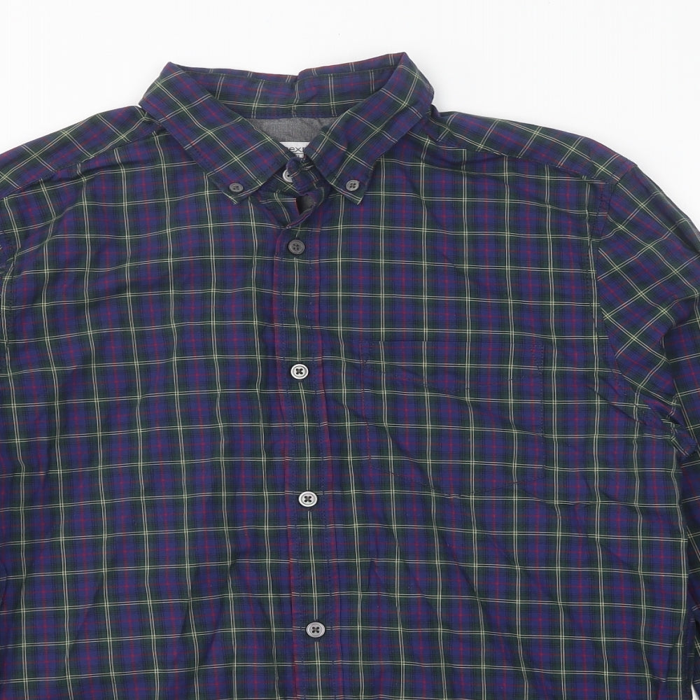 NEXT Mens Multicoloured Plaid Cotton Button-Up Size M Collared