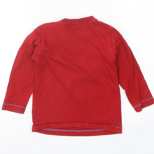 NEXT Boys Red Cotton Basic T-Shirt Size 12-18 Months Round Neck Snap