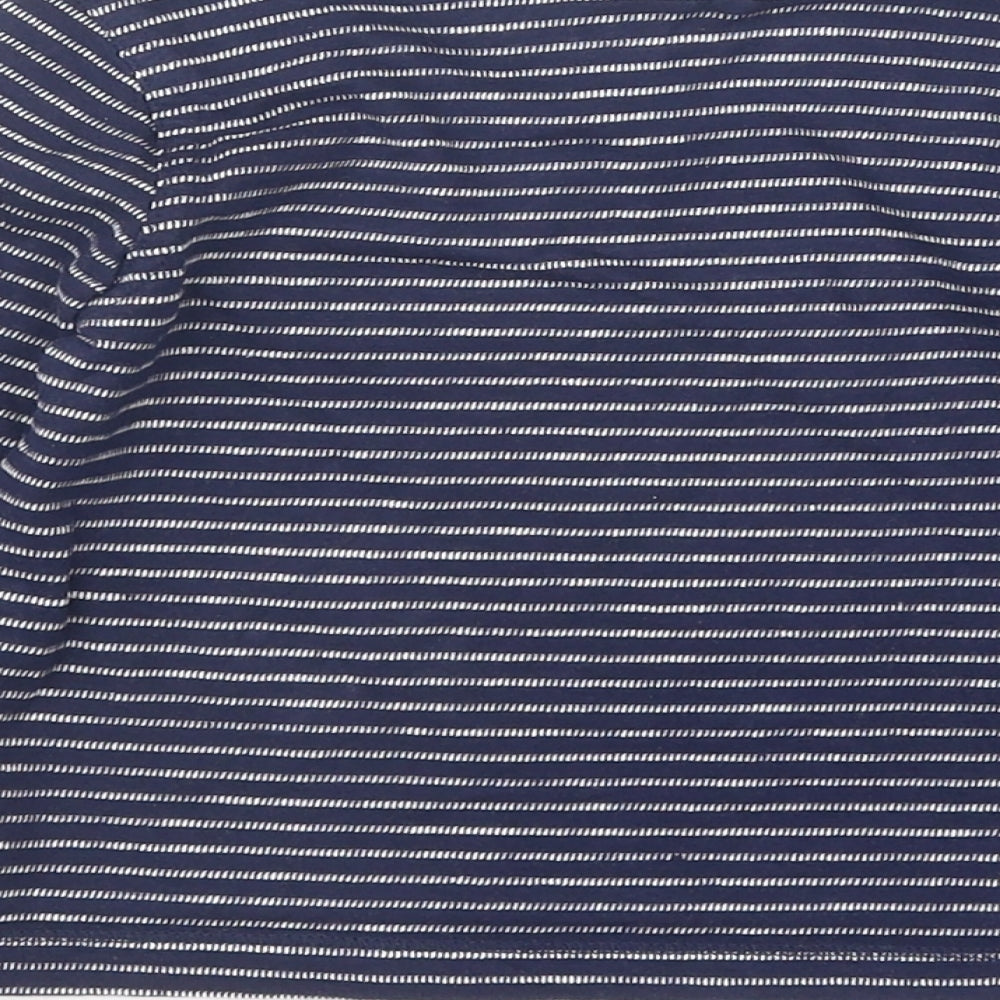 Mini Club Boys Blue Striped Cotton Basic T-Shirt Size 18-24 Months Round Neck Pullover