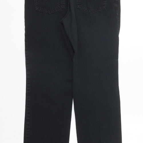 Marks and Spencer Womens Black Cotton Straight Jeans Size 8 L28 in Regular Button