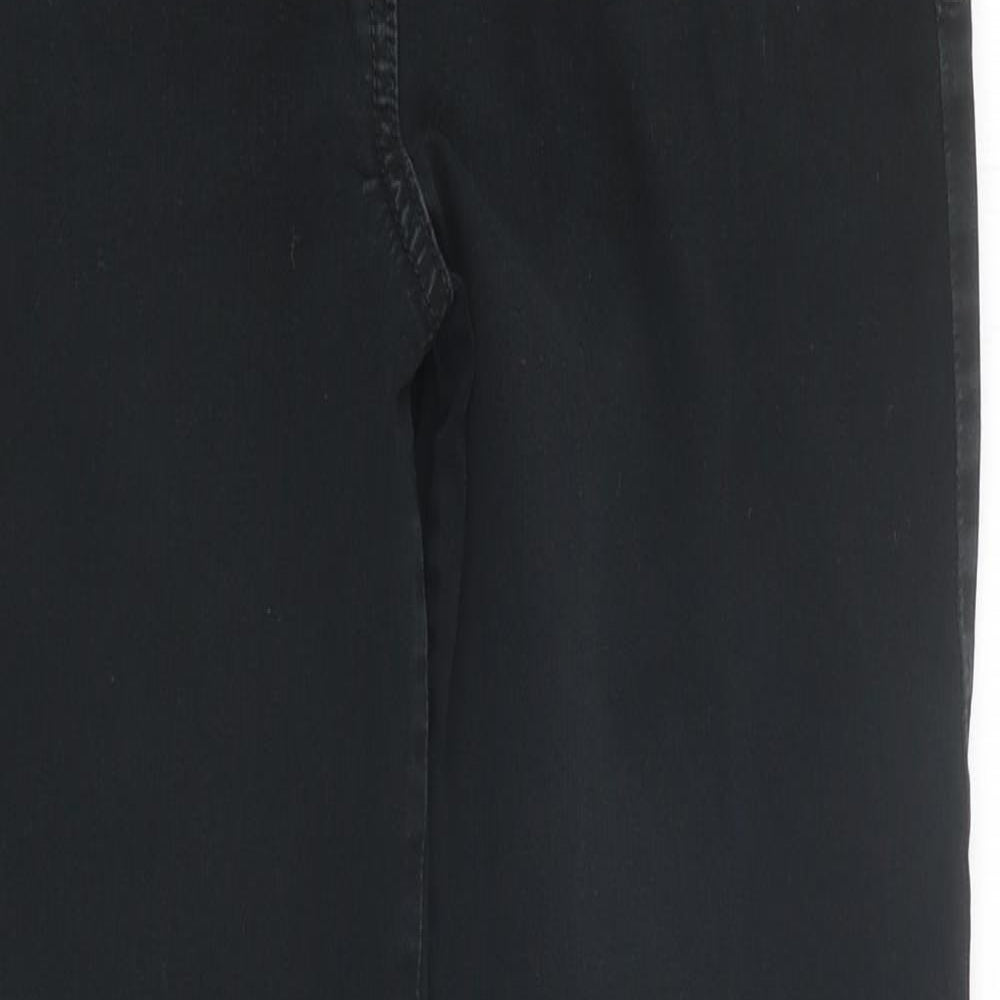 Marks and Spencer Womens Black Cotton Straight Jeans Size 8 L28 in Regular Button