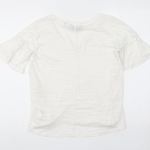 NEXT Womens White Polyester Basic T-Shirt Size 10 V-Neck