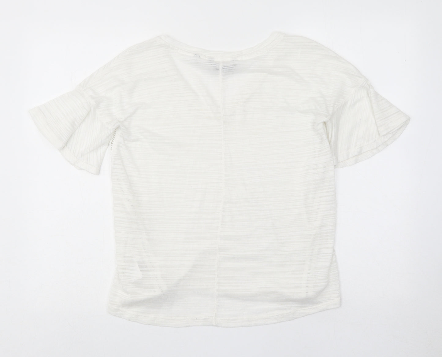 NEXT Womens White Polyester Basic T-Shirt Size 10 V-Neck