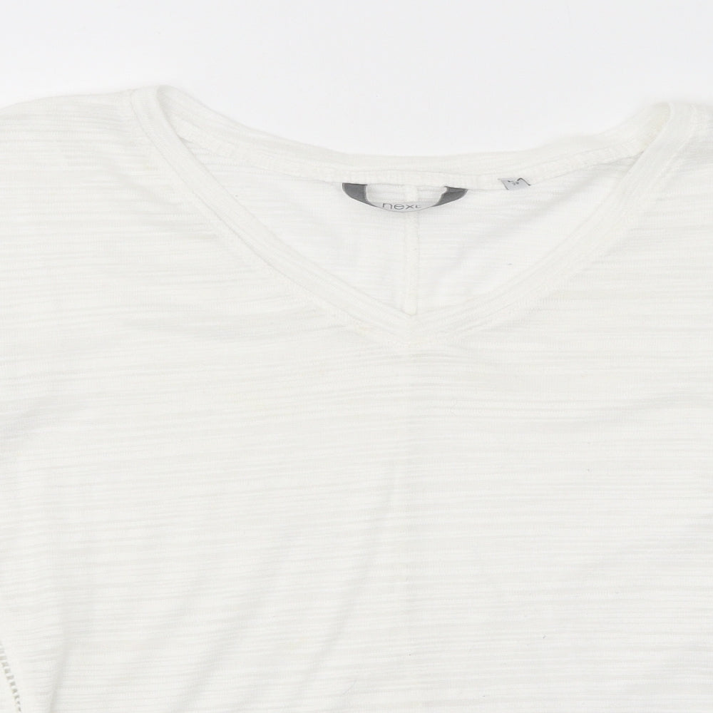 NEXT Womens White Polyester Basic T-Shirt Size 10 V-Neck