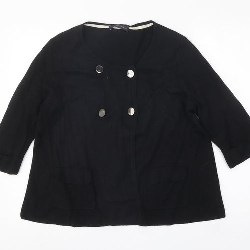 Marks and Spencer Womens Black Scoop Neck Polyamide Cardigan Jumper Size 14