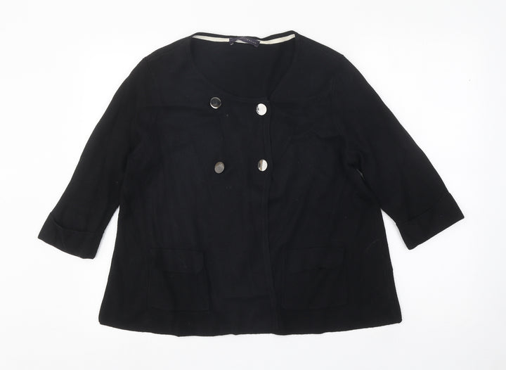 Marks and Spencer Womens Black Scoop Neck Polyamide Cardigan Jumper Size 14