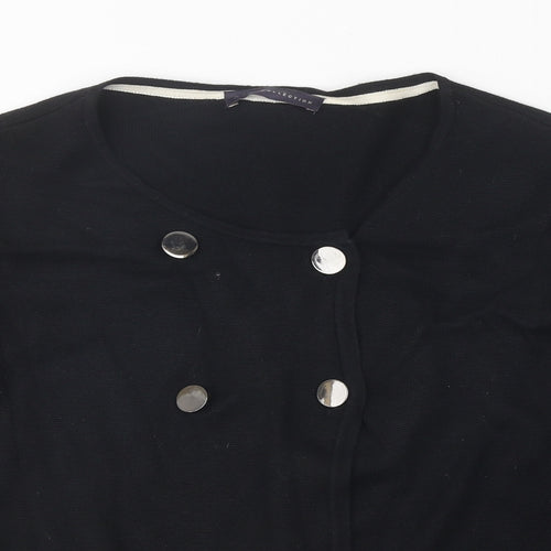 Marks and Spencer Womens Black Scoop Neck Polyamide Cardigan Jumper Size 14