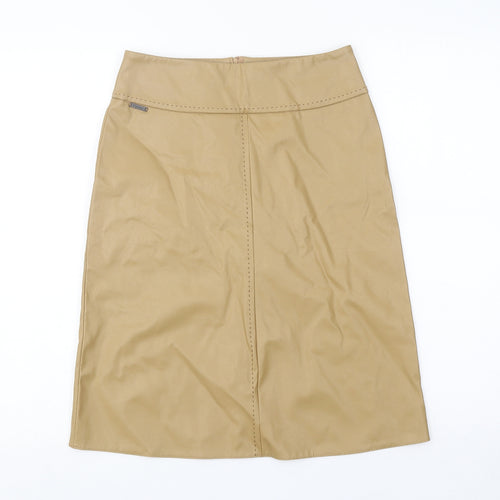 River Island Womens Brown Polyurethane A-Line Skirt Size 8 Zip