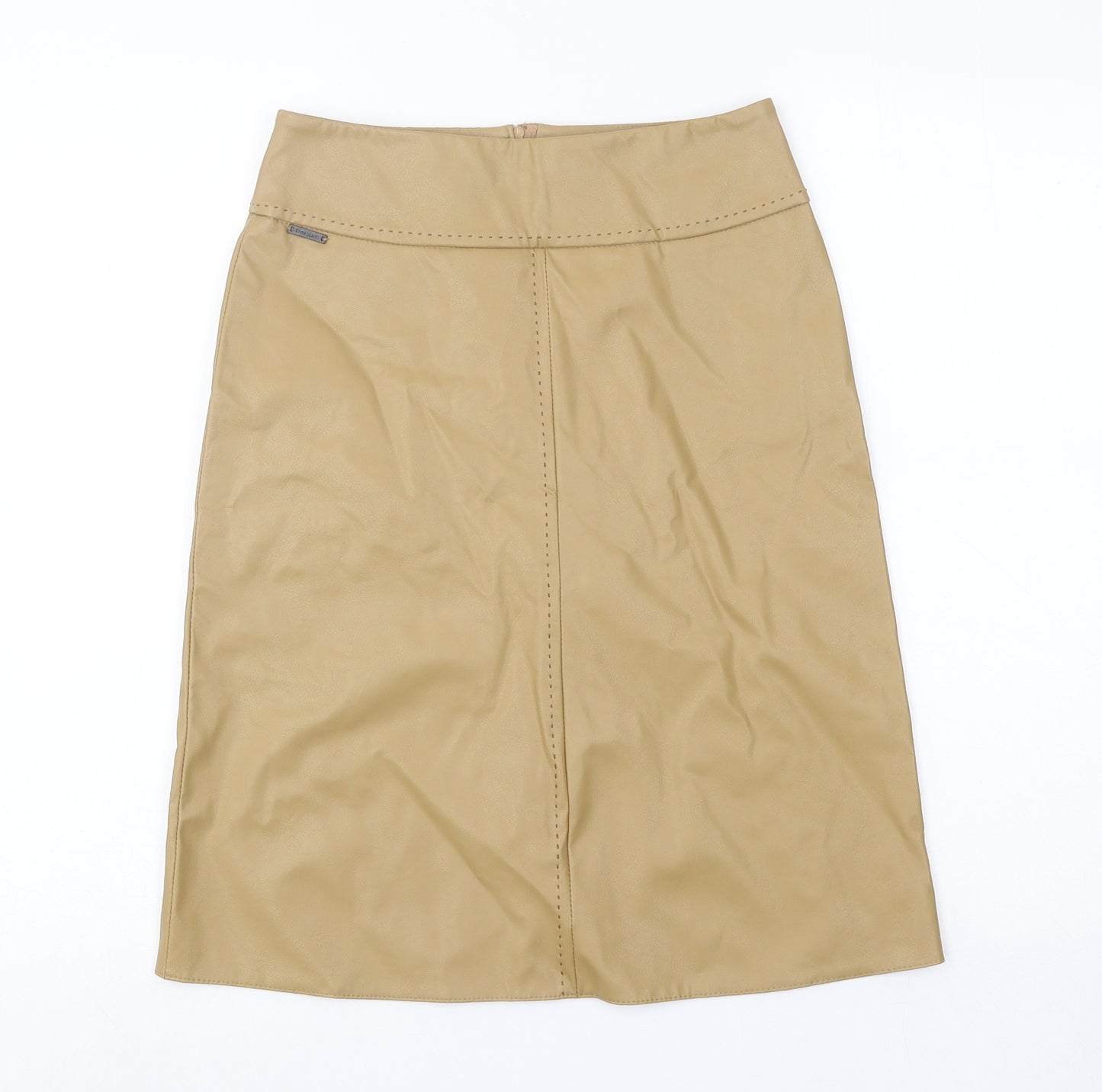 River Island Womens Brown Polyurethane A-Line Skirt Size 8 Zip