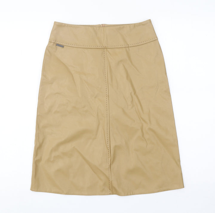 River Island Womens Brown Polyurethane A-Line Skirt Size 8 Zip