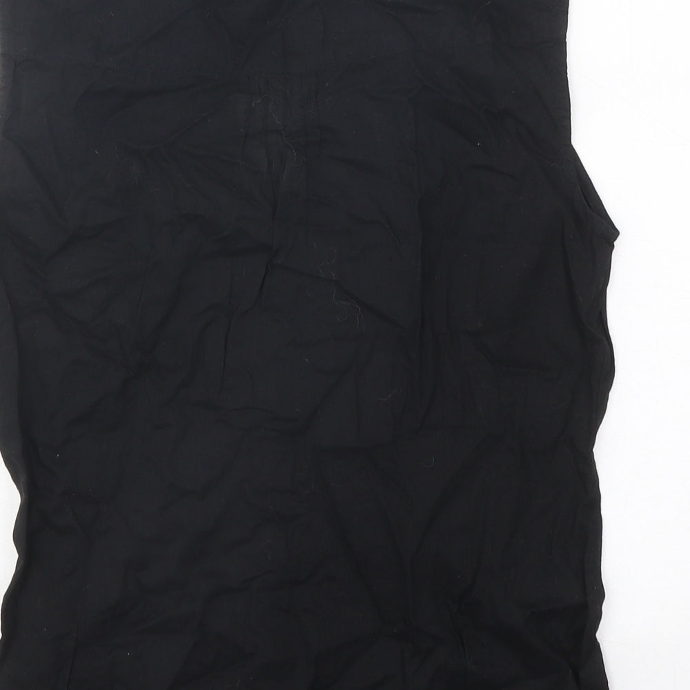 Monsoon Womens Black 100% Cotton Basic Button-Up Size 12 V-Neck