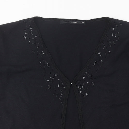ALIBI Womens Black V-Neck Acrylic Pullover Jumper Size 10 - Size 10-12