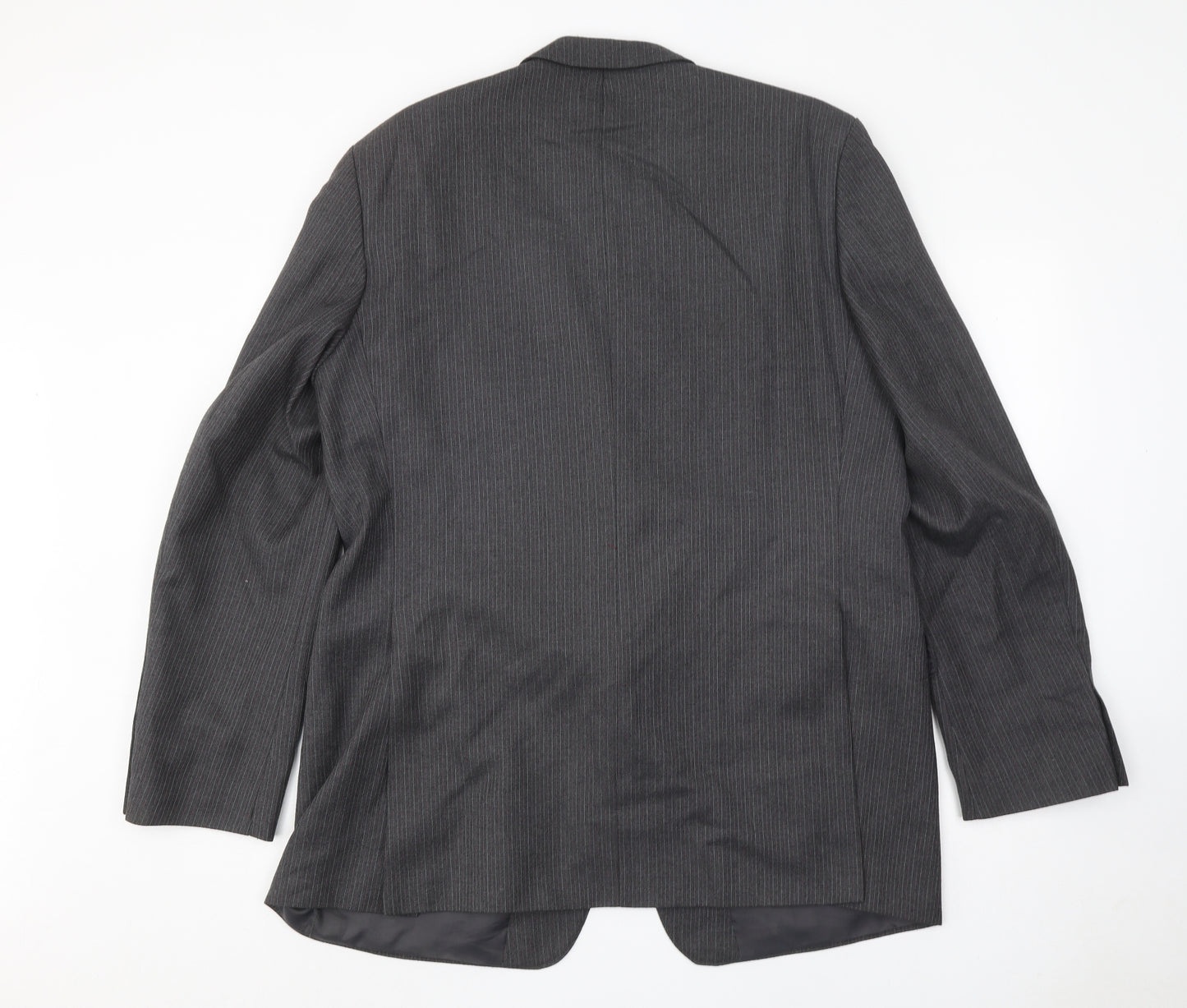 Greenwoods Mens Grey Striped Wool Jacket Suit Jacket Size 46 Regular