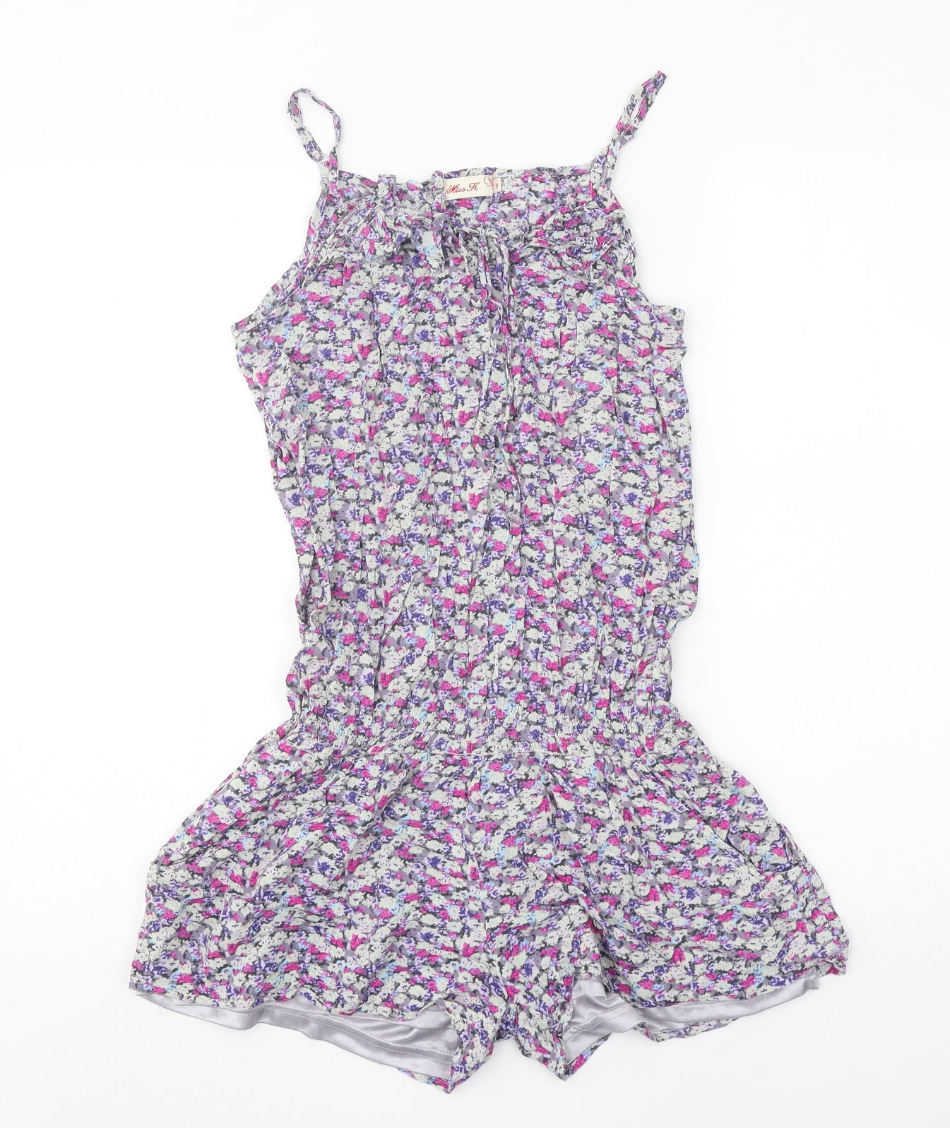 Miss K Womens Multicoloured Floral Viscose Playsuit One-Piece Size S Pullover