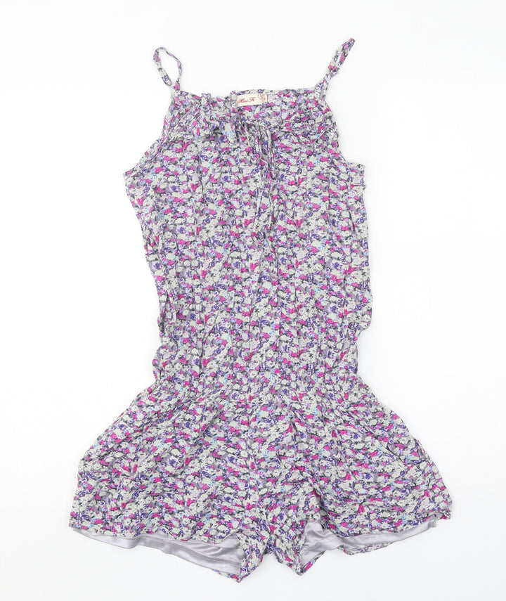 Miss K Womens Multicoloured Floral Viscose Playsuit One-Piece Size S Pullover