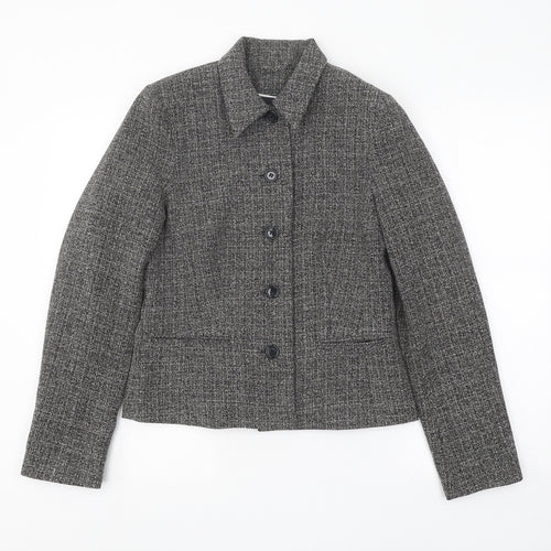 Style Collection Womens Grey Geometric Jacket Blazer Size 8 Button