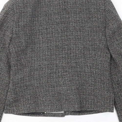 Style Collection Womens Grey Geometric Jacket Blazer Size 8 Button