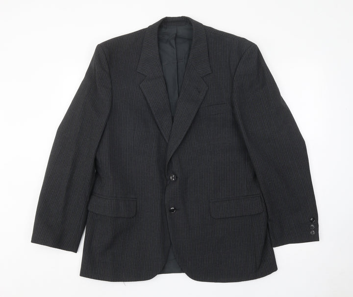 Skopes Mens Black Striped Wool Jacket Suit Jacket Size 42 Regular