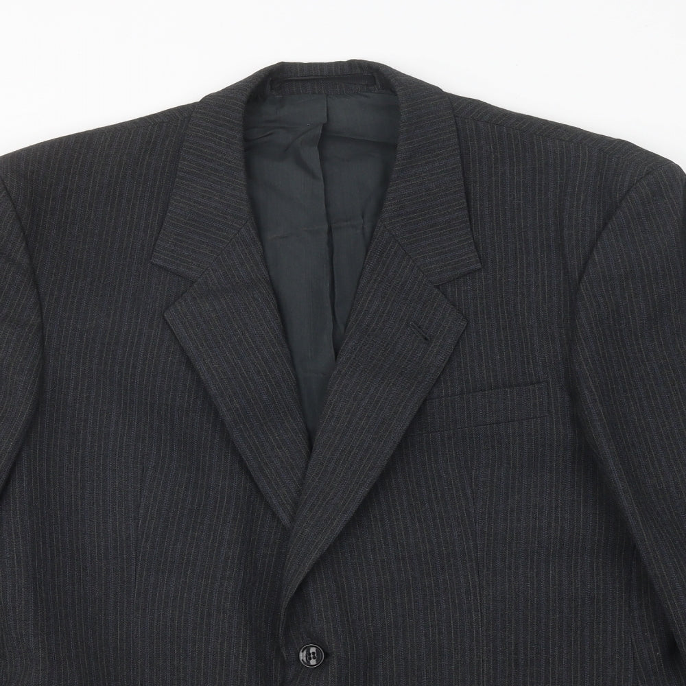 Skopes Mens Black Striped Wool Jacket Suit Jacket Size 42 Regular