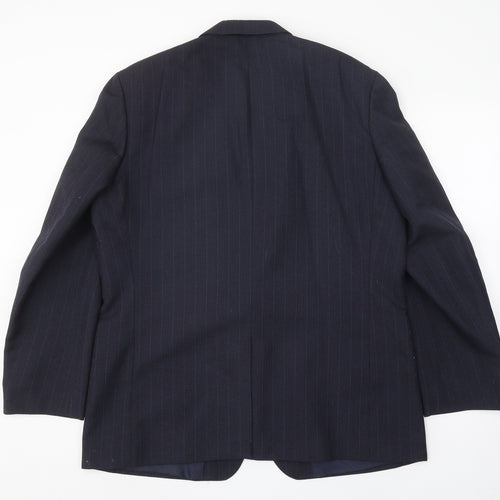 Greenwoods Mens Blue Striped Polyester Jacket Suit Jacket Size 44 Regular