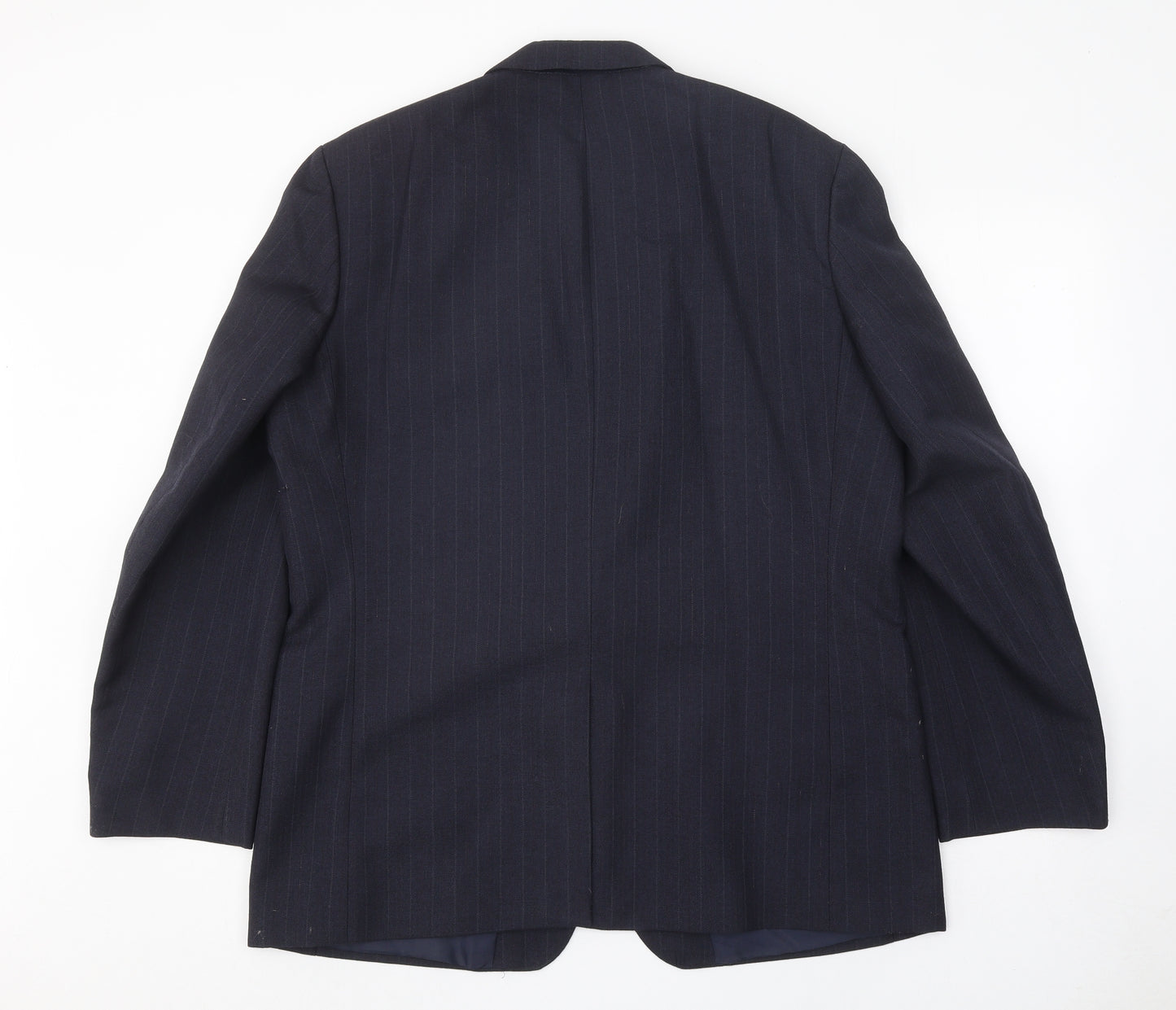 Greenwoods Mens Blue Striped Polyester Jacket Suit Jacket Size 44 Regular