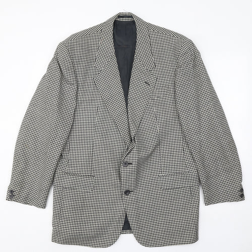 House of Fraser Mens Black Geometric Wool Jacket Blazer Size 40 Regular