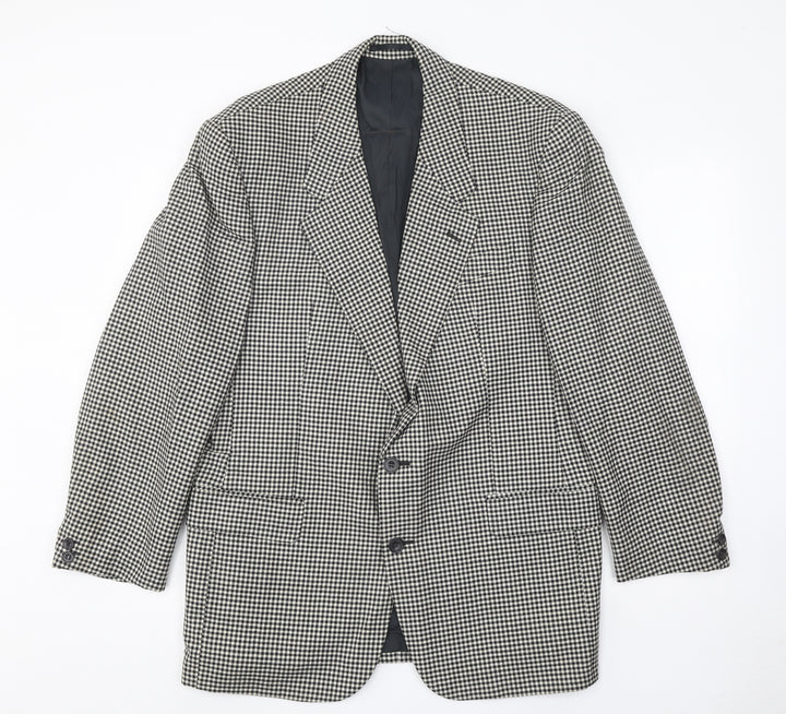 House of Fraser Mens Black Geometric Wool Jacket Blazer Size 40 Regular