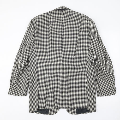 House of Fraser Mens Black Geometric Wool Jacket Blazer Size 40 Regular