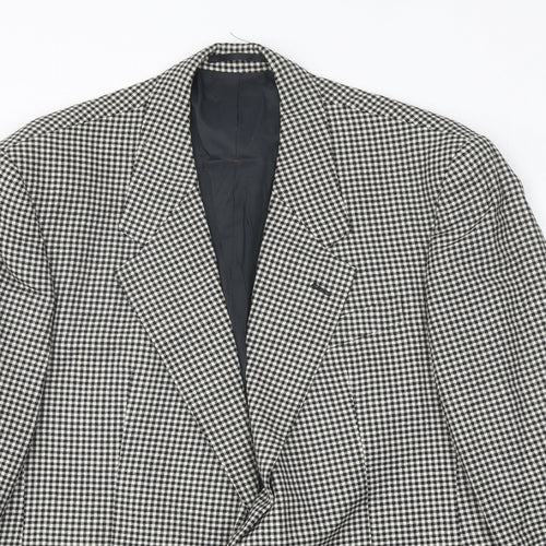 House of Fraser Mens Black Geometric Wool Jacket Blazer Size 40 Regular
