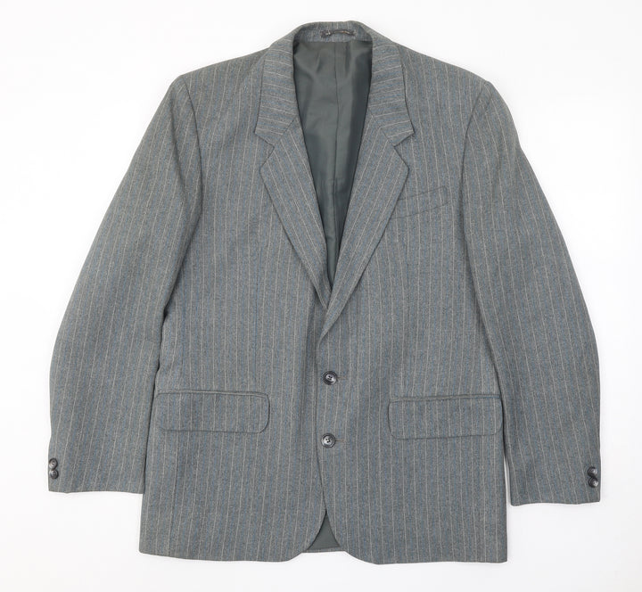 Lincroft Mens Grey Striped Polyester Jacket Suit Jacket Size 40 Regular