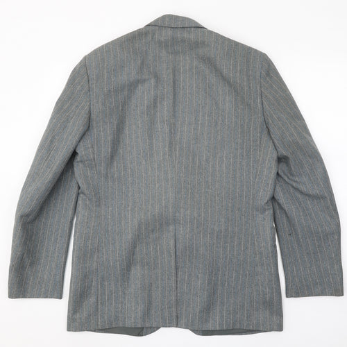 Lincroft Mens Grey Striped Polyester Jacket Suit Jacket Size 40 Regular