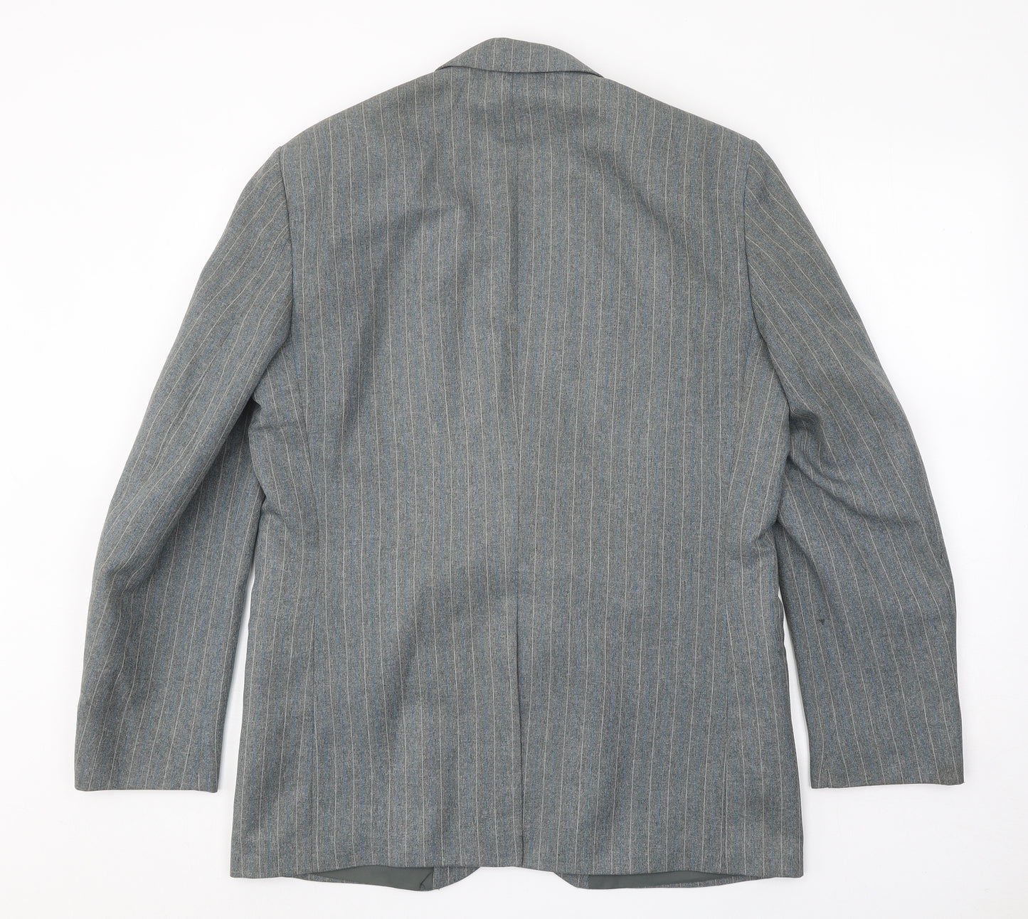 Lincroft Mens Grey Striped Polyester Jacket Suit Jacket Size 40 Regular