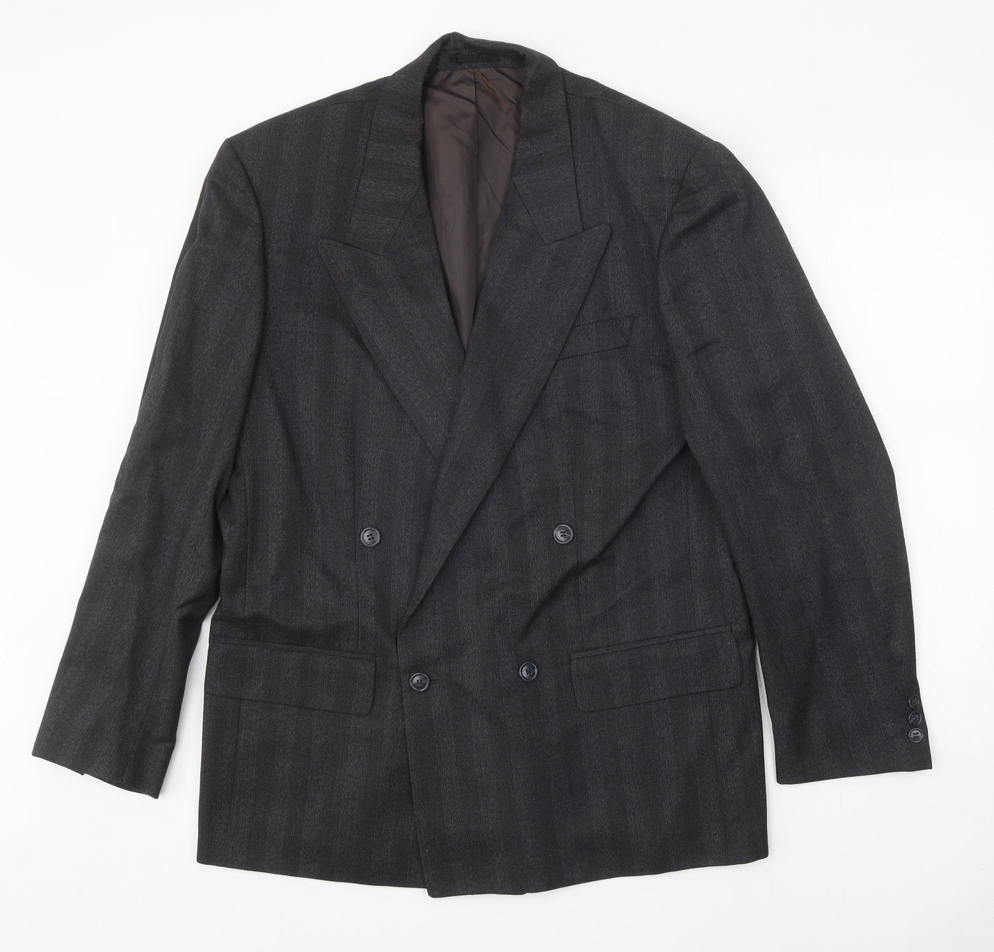 NEXT Mens Grey Striped Polyester Jacket Suit Jacket Size 40 Regular