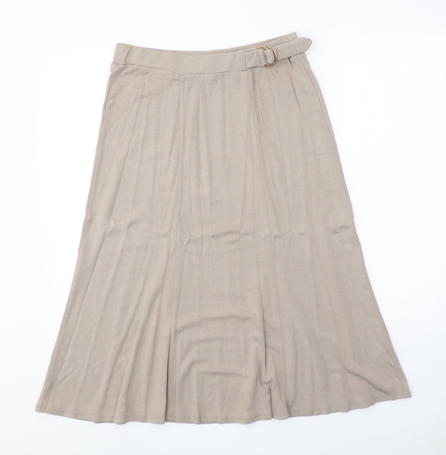 Bonmarché Womens Beige Viscose Swing Skirt Size 12 Buckle