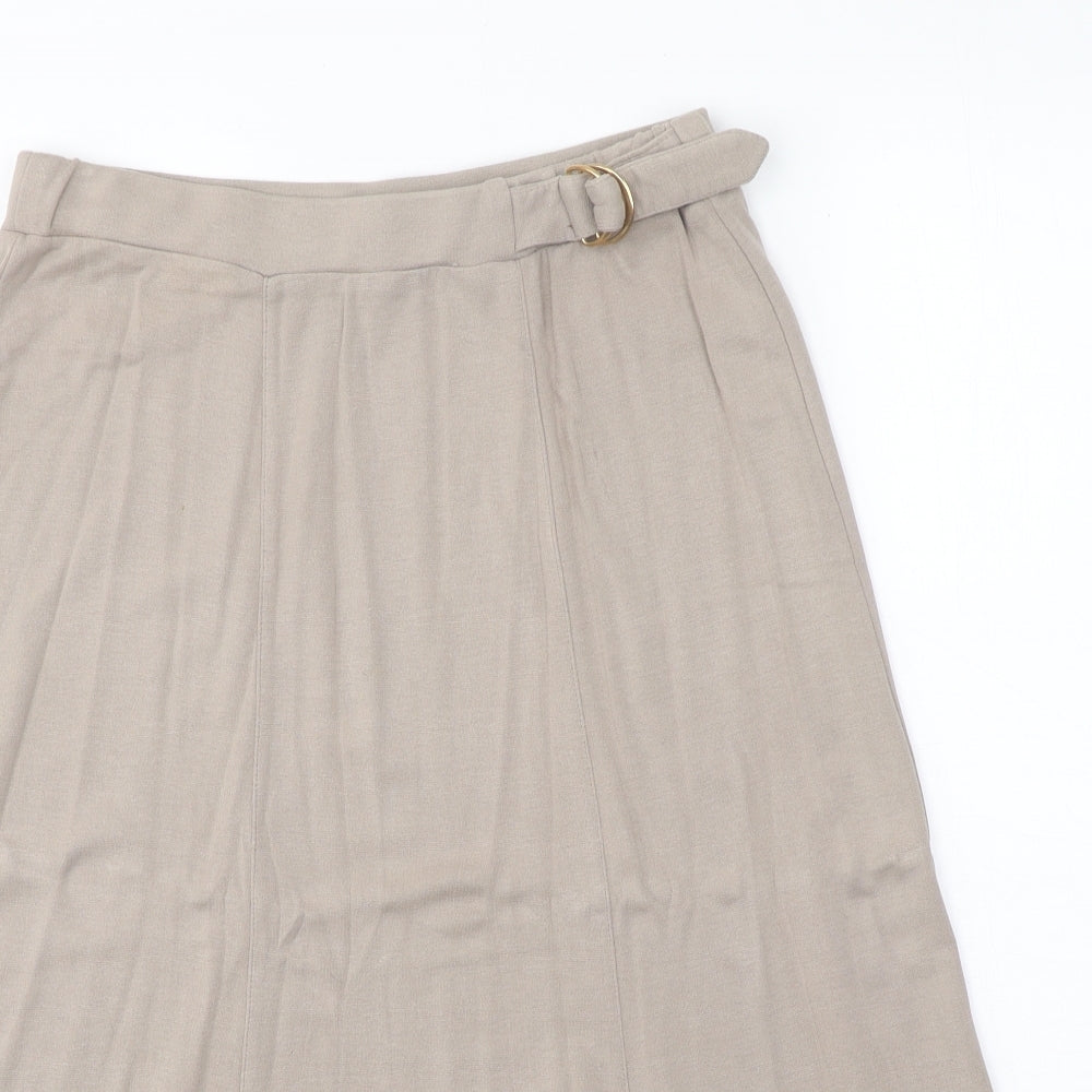 Bonmarché Womens Beige Viscose Swing Skirt Size 12 Buckle