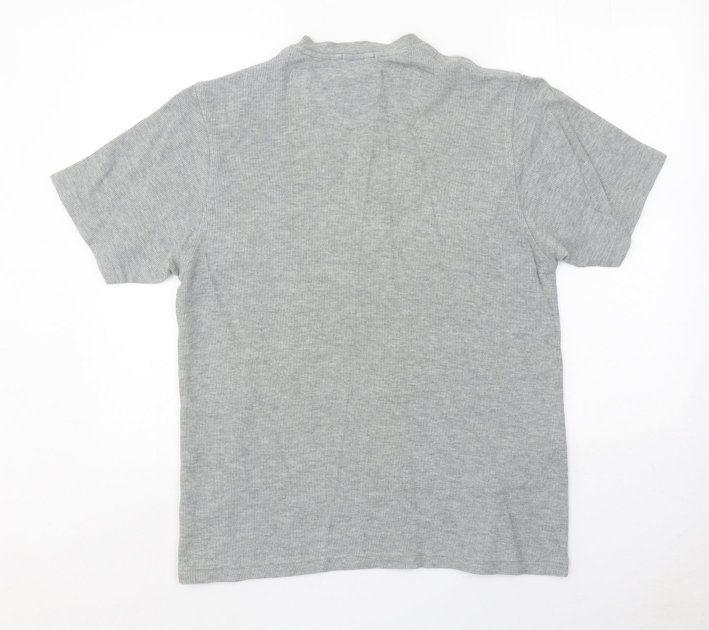 Bossini Mens Grey Cotton T-Shirt Size S V-Neck