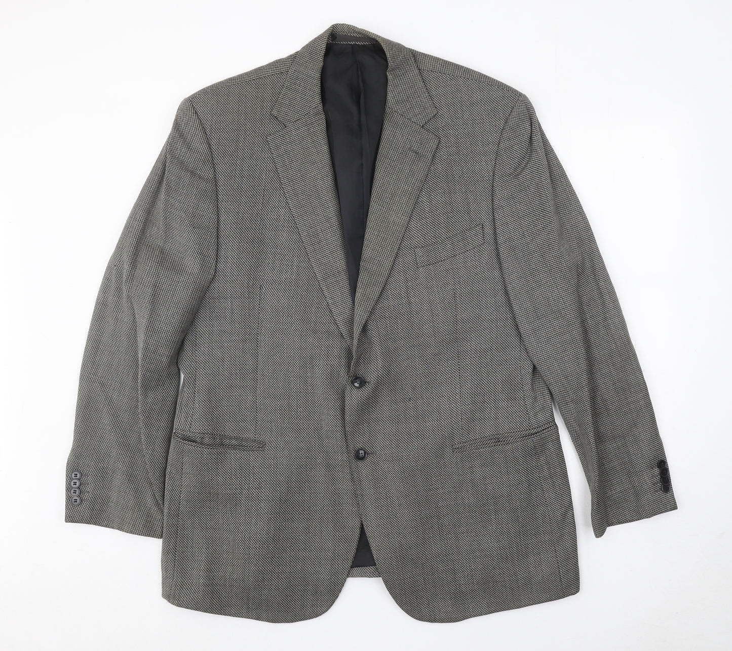 Collezione Mens Grey Geometric Wool Jacket Blazer Size 44 Regular